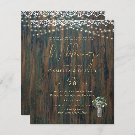 Rustieke Kanten Gipsbloem Lichtjes in Hoge Weeggla (Voorkant / Achterkant)