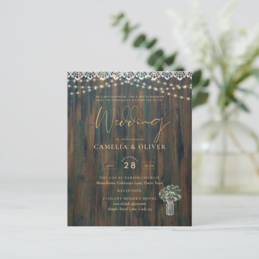 Rustieke Kanten Gipsbloem Lichtjes in Hoge Weeggla (Staand voorkant)