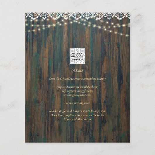 Rustieke Kanten Gipsbloem Lichtjes in Hoge Weeggla (Achterkant)