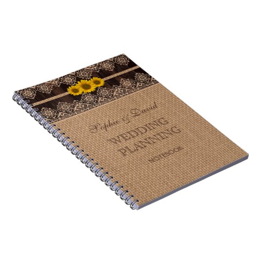 Rustieke Kanten Jute Houten Trouw Planner Notitieboek (Rechterzijde)