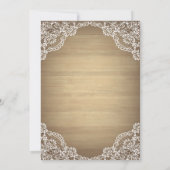 Rustieke, Kanten, Laarzen Bloemen Houten Bruilofts Kaart (Achterkant)