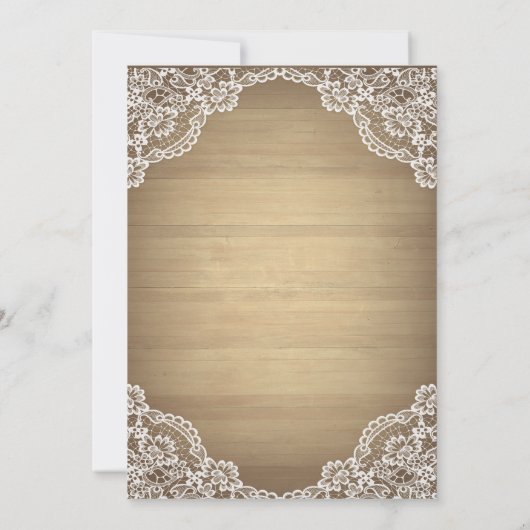 Rustieke, Kanten, Laarzen Bloemen Houten Bruilofts Kaart (Achterkant)