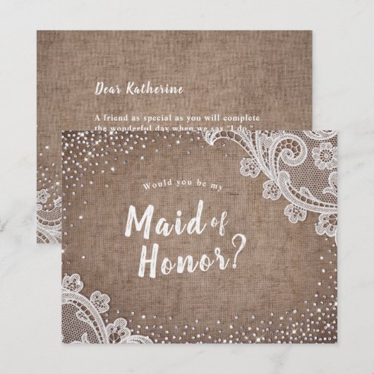 Rustieke kantjuffer zou je mijn eerbetoon zijn kaart (Voorkant / Achterkant)