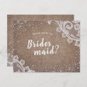 Rustieke kantjuffer zou jij mijn bruidsmeisje zijn kaart (Voorkant / Achterkant)