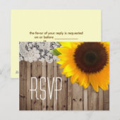 Rustieke kantschuur Zonnebloem Country Wedding RSV Uitnodiging Briefkaart (Voorkant / Achterkant)