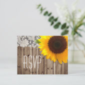 Rustieke kantschuur Zonnebloem Country Wedding RSV Uitnodiging Briefkaart (Staand voorkant)