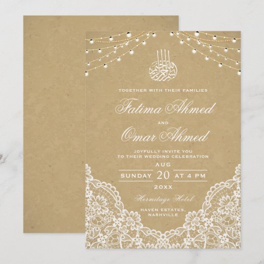 rustieke kantverlichting islamitische moslimbruil kaart (Voorkant / Achterkant)