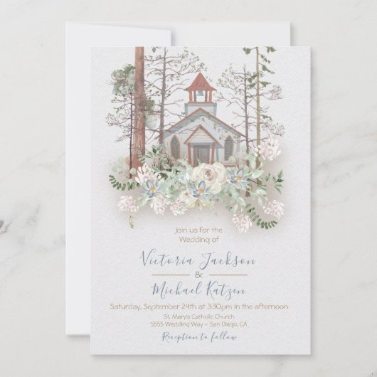 Rustieke Kapel in de Bossen Huwelijksuitnodigingen Kaart (Voorkant)