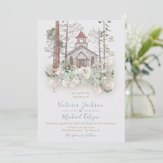 Rustieke Kapel in de Bossen Huwelijksuitnodigingen Kaart (Staand voorkant)