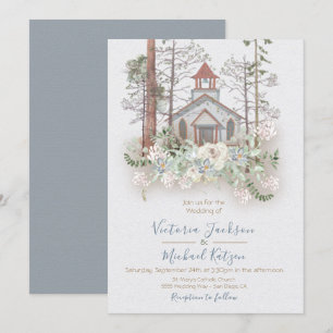 Rustieke Kapel in de Bossen Huwelijksuitnodigingen Kaart