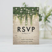 Rustieke Kasteel Steen Kerk Lichten Trouw RSVP Kaartje (Staand voorkant)