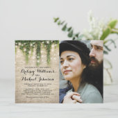 Rustieke Kasteelkerk Lichten Foto Bruiloft Kaart (Staand voorkant)