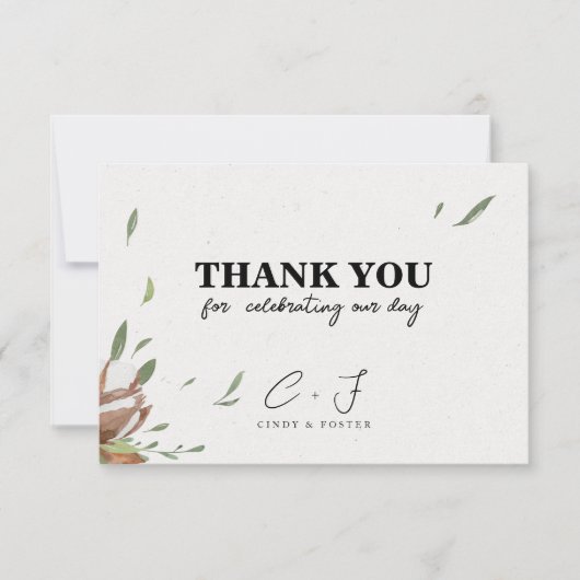 Rustieke katoen groen bruiloft bedankkaart (Voorkant)