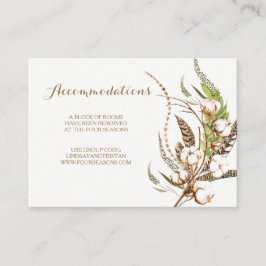 Rustieke katoenen bloemen bruiloft accommodatie Ka Informatiekaartje