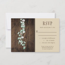 Rustieke Katoenen Bolls en Eucalyptus Schuur Hout RSVP Kaartje