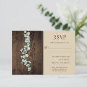 Rustieke Katoenen Bolls en Eucalyptus Schuur Hout  RSVP Kaartje (Staand voorkant)