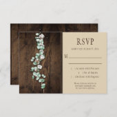Rustieke Katoenen Bolls en Eucalyptus Schuur Hout  RSVP Kaartje (Voorkant / Achterkant)