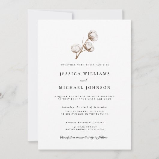 Rustieke katoenen bruiloft kaart (Voorkant)