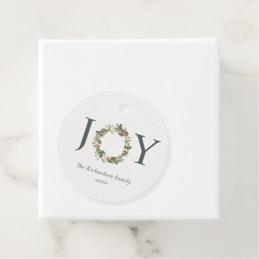 Rustieke katoenen dennen vreugde merriest kerst kr bedankjes labels (In situ)