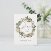 Rustieke katoenen dennenappel Merriest Kerstkrans Briefkaart (Staand voorkant)