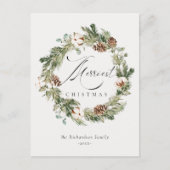 Rustieke katoenen dennenappel Merriest Kerstkrans Briefkaart (Voorkant)