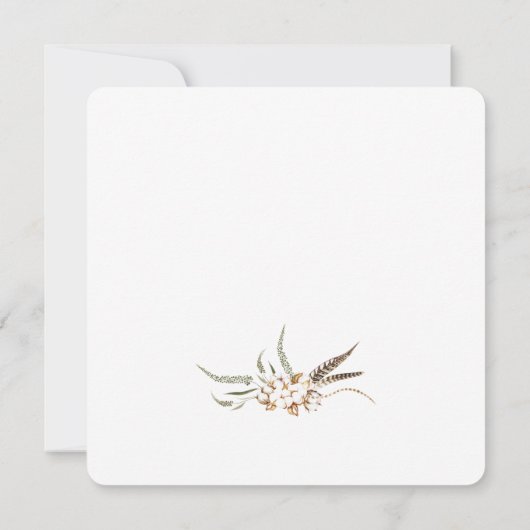 Rustieke katoenen veren bruids douche uitnodiging (Achterkant)