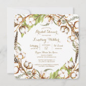 Rustieke katoenen veren bruids douche uitnodiging (Voorkant)