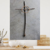 Rustieke Keltische Christelijke Cross Vertical Asp Poster (Keuken)