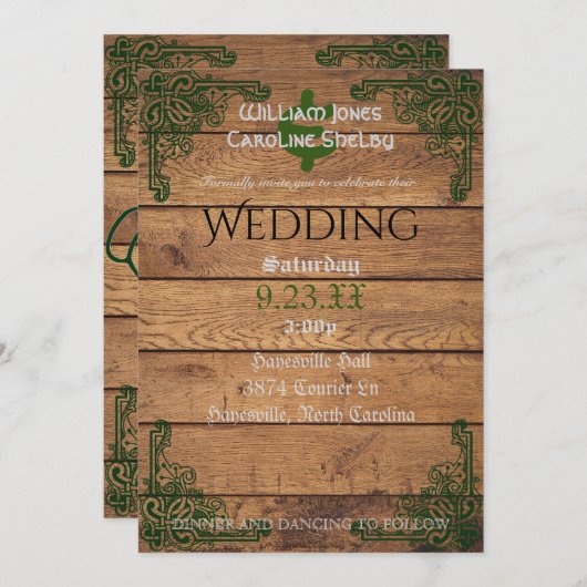 Rustieke Keltische Claddagh bruiloft uitnodiging (Voorkant / Achterkant)