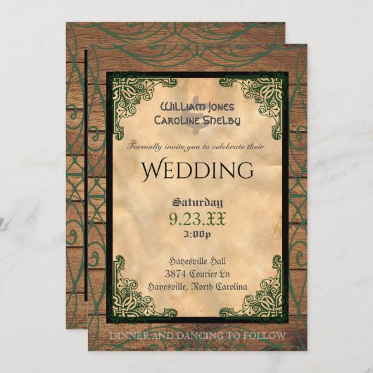 Rustieke Keltische Claddagh bruiloft uitnodiging (Voorkant / Achterkant)