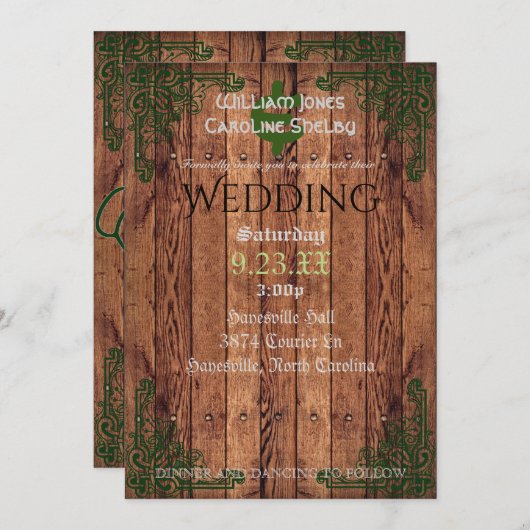 Rustieke Keltische Claddagh bruiloft uitnodiging (Voorkant / Achterkant)