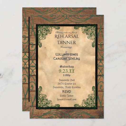 Rustieke Keltische Claddagh repetitie diner uitnod Kaart (Voorkant / Achterkant)