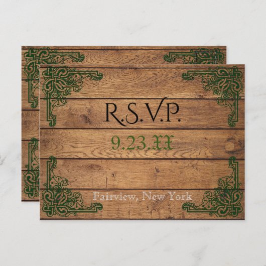 Rustieke Keltische Claddagh RSVP-kaart Uitnodiging Briefkaart (Voorkant / Achterkant)