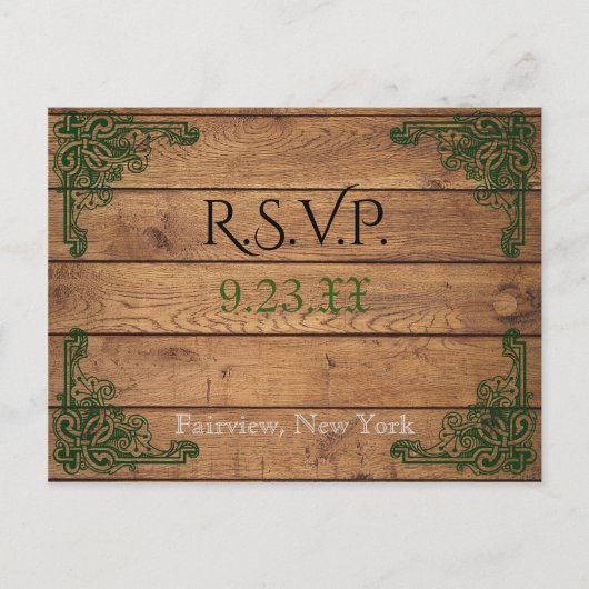 Rustieke Keltische Claddagh RSVP-kaart Uitnodiging Briefkaart (Voorkant)