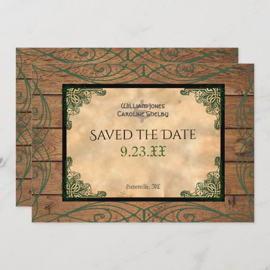 Rustieke Keltische Claddagh Save the Date Kaart (Voorkant / Achterkant)