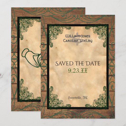 Rustieke Keltische Claddagh Save the Date Kaart (Voorkant / Achterkant)