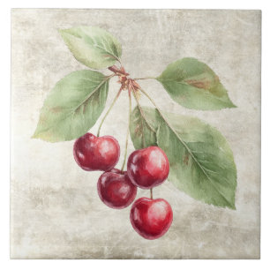 Rustieke kersen watercolor fruit tegeltje