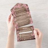 Rustieke Kersenbloesem Japanse Bloemen Hout Sakura All In One Uitnodiging (Afscheurbaar)