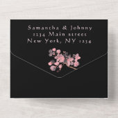 Rustieke Kersenbloesem Japanse Bloemen Roze Sakura All In One Uitnodiging (Achterkant)