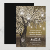 Rustieke kersenboom- en snoerlichtenbruiloft kaart (Voorkant / Achterkant)