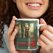 Rustieke Kerst 4 foto's rood groen plaid vrolijk Koffiemok