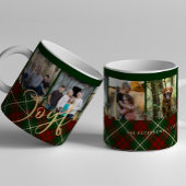 Rustieke kerst 4 foto's vreugdevolle familie groen koffiemok