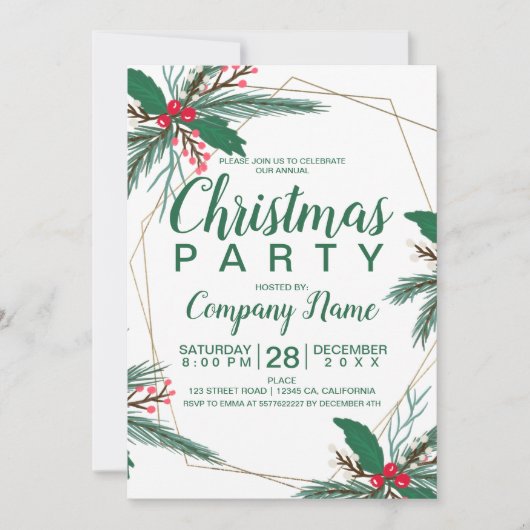 Rustieke Kerst Bedrijf Mistletoe Goud lijst Kaart (Voorkant)