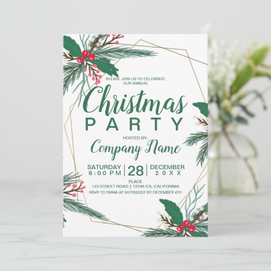 Rustieke Kerst Bedrijf Mistletoe Goud lijst Kaart (Staand voorkant)