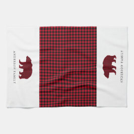 Rustieke Kerst Beer Plaid Familienaam Theedoek