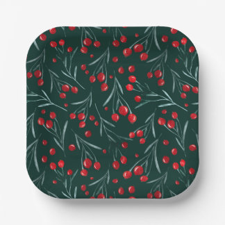 Rustieke Kerst Berry Paper Bord – Vakantie Party