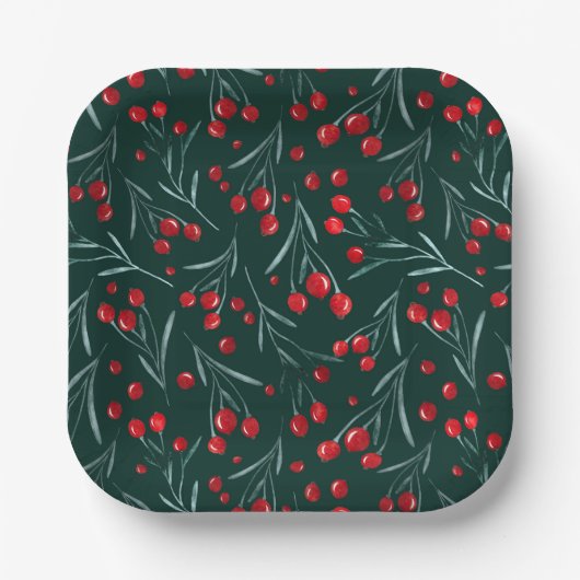 Rustieke Kerst Bes Papier Bord – Feest (Voorkant)