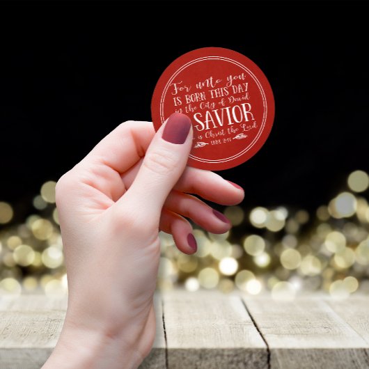 Rustieke Kerst Bijbel Verse Typografie Ronde Sticker