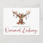 Rustieke Kerst Bloemen Antlers Ornament Exchange Feestdagenkaart (Voorkant)