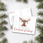 Rustieke Kerst Bloemen Antlers Ornament Exchange Feestdagenkaart